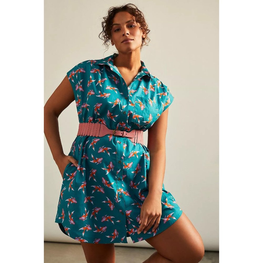 Anthropologie Maeve Toni Tunic Dress in Goldfish Print XL